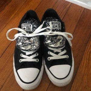 Converse Double Tongue Black Sneakers